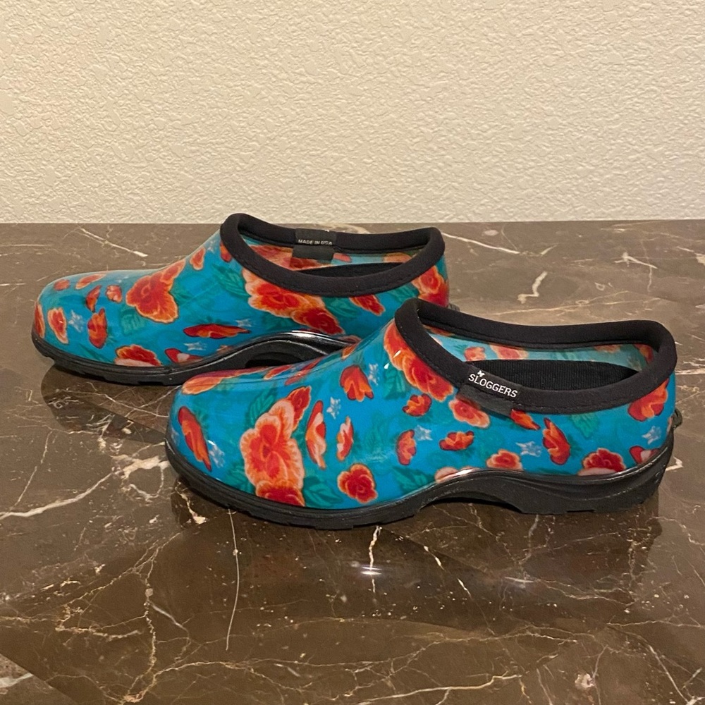 Sloggers size 6 Teal Floral Gardening Shoes‎